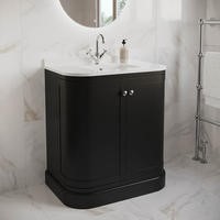 800mm Black Curved Freestanding Vanity Unit with Basin - Bowland