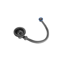 Black Slotted Basket Strainer Kitchen Sink Waste with Round Overflow - Essence