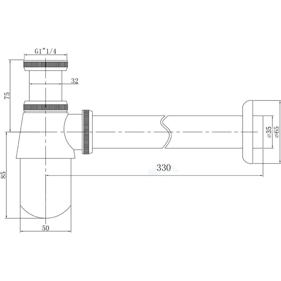 Chrome Round Bottle Trap and Outlet Pipe