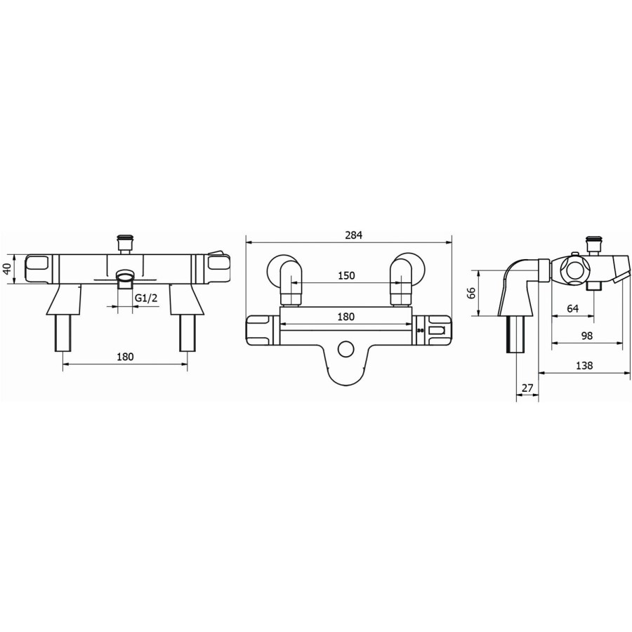 Thermostatic Bath Shower Mixer Tap