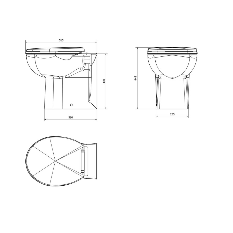 Round Back to Wall Toilet - Without Seat