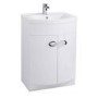 GRADE A2 - Curved White Bathroom Vanity Unit & Basin - W600mm