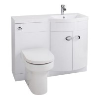 Curved White Right Hand Bathroom Vanity Unit & Basin - Without Toilet Curved White Right Hand Bathroom Vanity Unit & Basin - Without Toilet