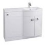 Curved White Right Hand Bathroom Vanity Unit & Basin - Without Toilet