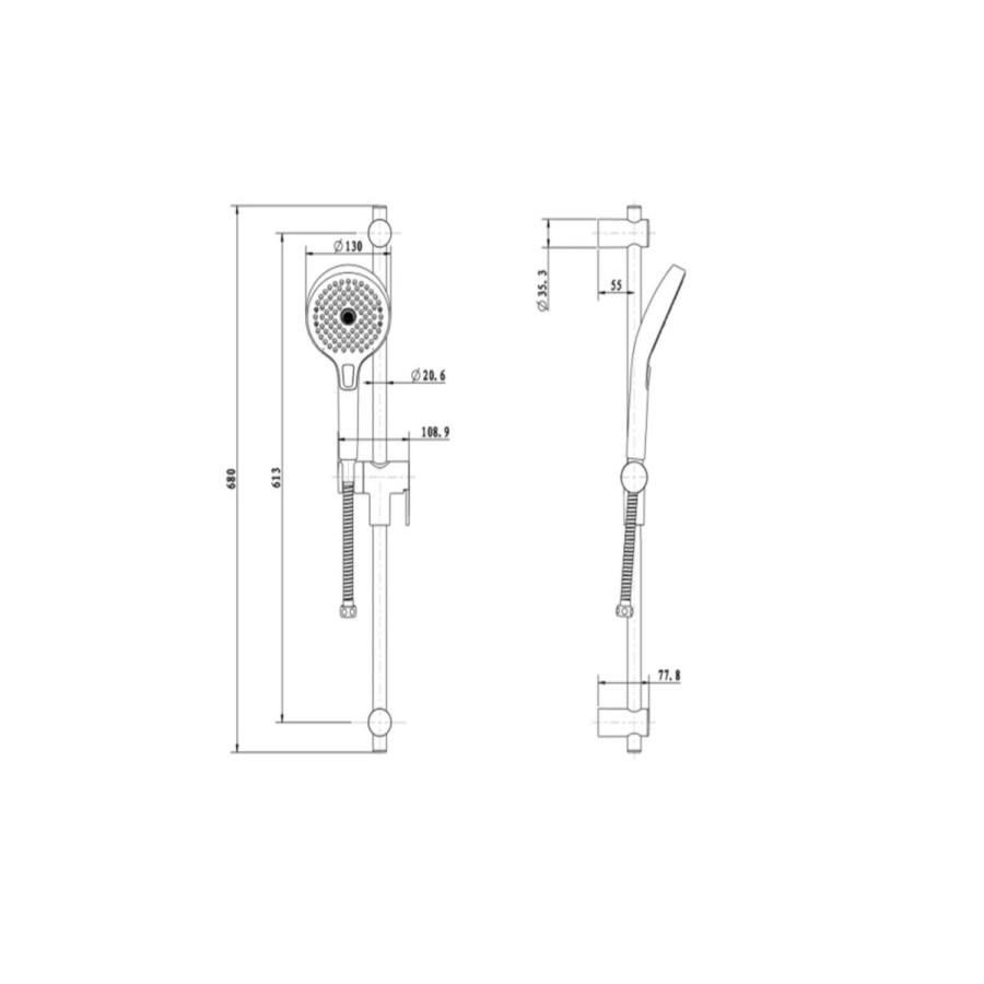 Grade A1 - Chrome Push Button Concealed Mixer Shower with Round Head - Vance