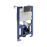 Wall Hung Rimless Toilet with Soft Close Seat, Black Pneumatic Flush Plate, 820mm Frame & Cistern – Roma