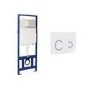 ONLY OPENED - Wall Hung Smart Bidet Round Toilet with 1160mm Frame Cistern and White Sensor Flush Plate - Purificare