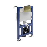 Wall Hung Rimless Toilet with Soft Close Seat, Brushed Brass Pneumatic Flush Plate, 820mm Frame & Cistern – Palma