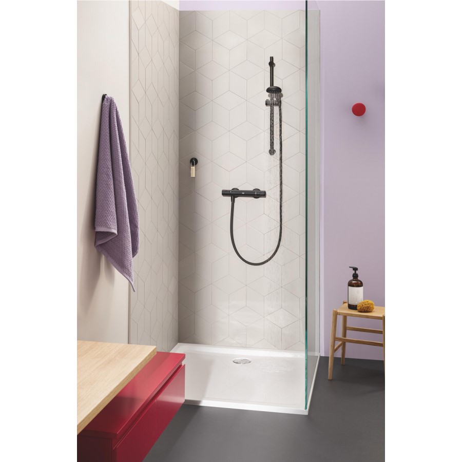 Grohe QuickFix Vitalio Start  Black Round Adjustable Height Slide Rail Kit with Hand Shower