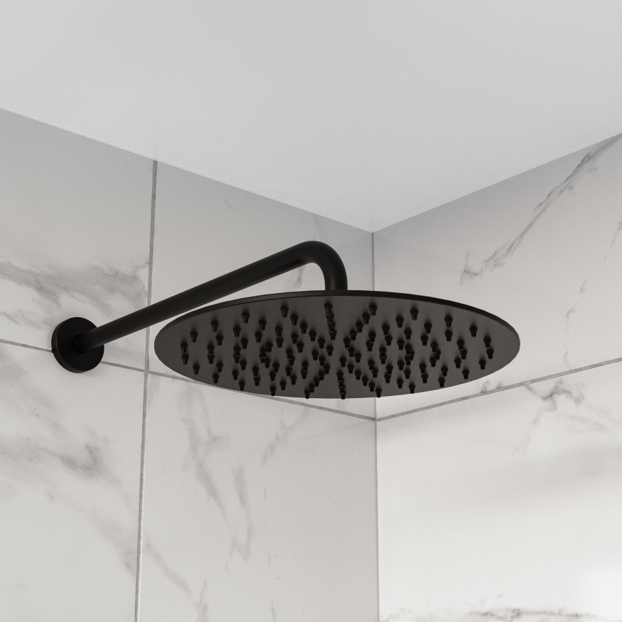 Black 3 Outlet Wall Mounted Thermostatic Mixer Shower Set With Hand Shower and Bath Filler Spout - Arissa