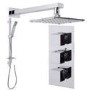 Quadro Slide Shower Rail Kit with Cube Triple Valve, 175mm Square Head & Wall Arm 