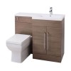 Oak Right Hand Cloakroom Suite with Mid Edge Basin - W1090mm