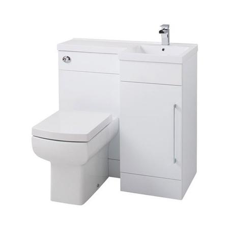 White Right Hand Cloakroom Suite with Basin