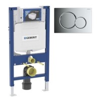 Geberit 980mm Duofix Frame and Sigma Concealed Cistern with Chrome Flush Plate