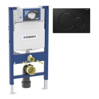 Geberit 980mm Duofix Frame and Sigma Concealed Cistern with Black Flush Plate
