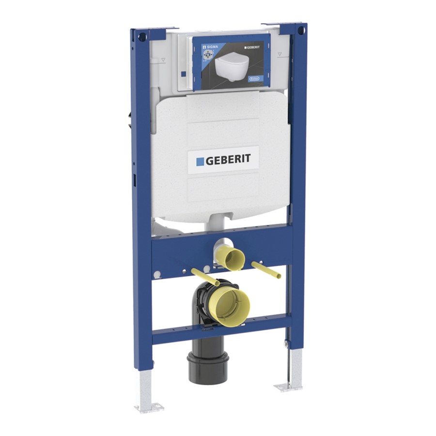 Geberit 980mm Duofix Frame and Sigma Concealed Cistern with Black Flush Plate