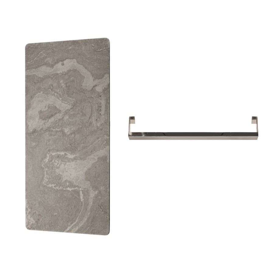 Brown Vertical Electric Designer Radiator 1000 x 500mm with Polished Stainless Steel Towel Rail - Vetro