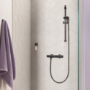 Grohe Black Thermostatic Mixer Shower with Slide Rail Kit