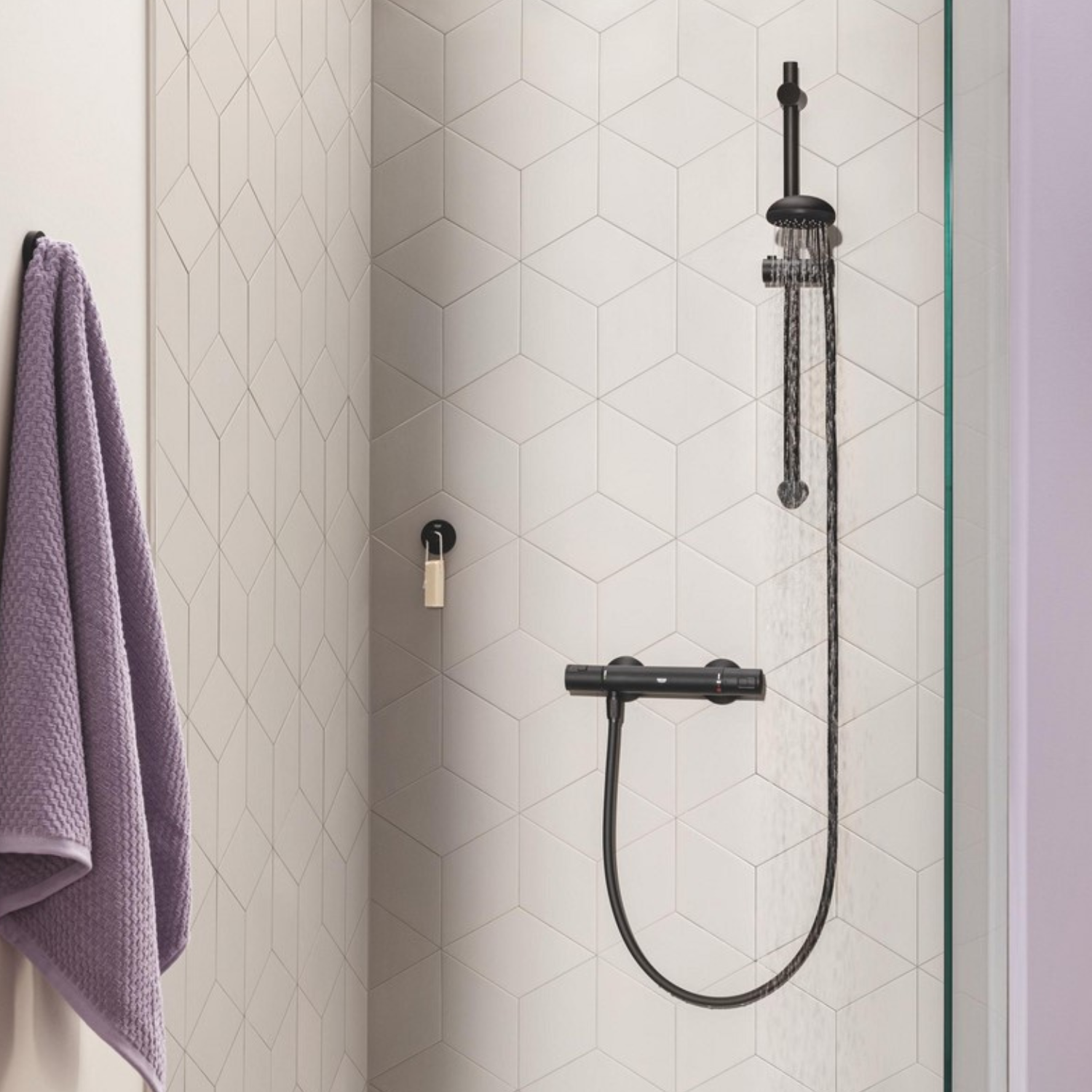 Grohe Black Thermostatic Mixer Shower with Hand Shower Better Bathrooms