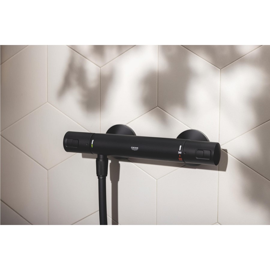 GRADE A1 - Grohe Precision Start Thermostatic Shower Mixer Bar Valve - Matt Black
