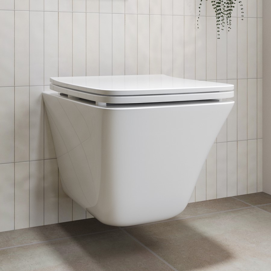 Wall Hung Toilet With Grohe Frame And Black Flush Plate - Boston