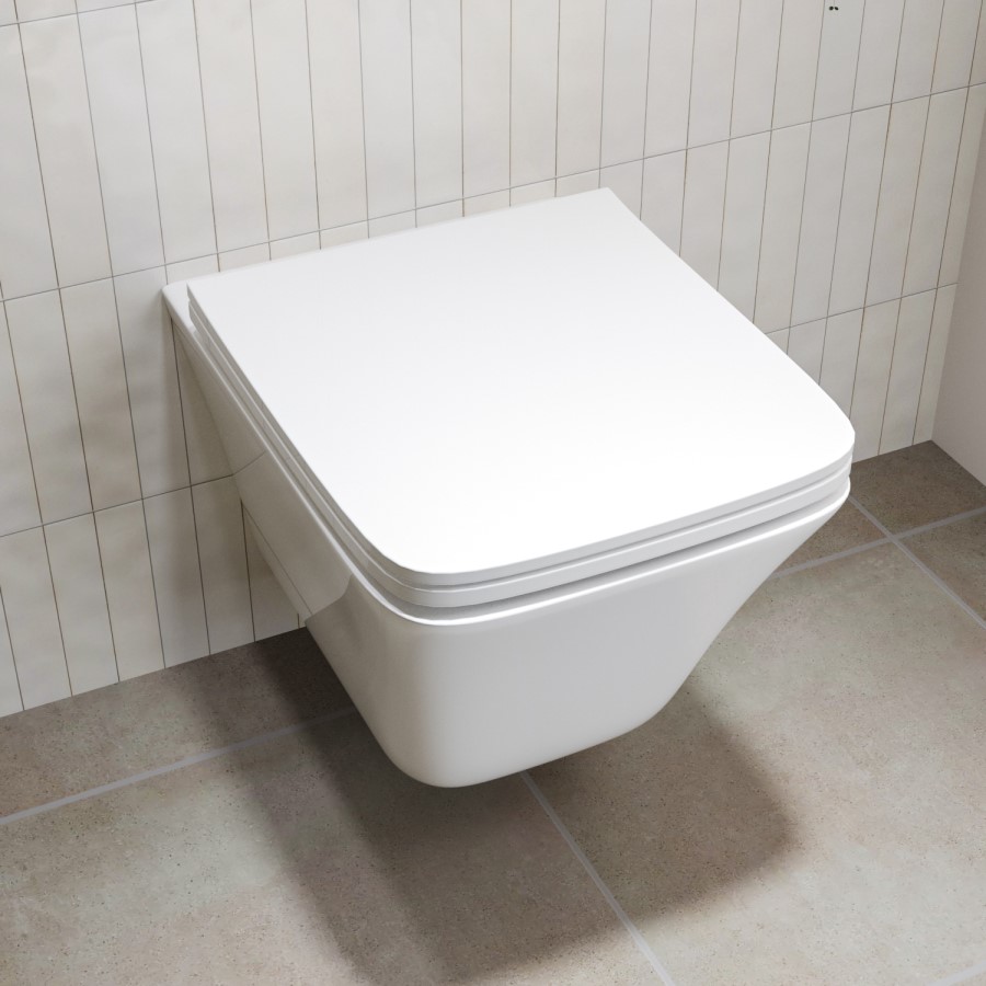 Wall Hung Toilet With Grohe Frame And Black Flush Plate - Boston