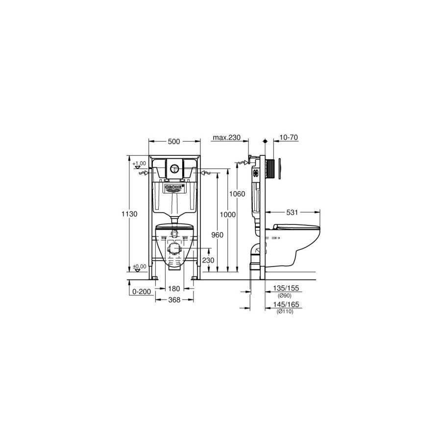 Grohe Bau Ceramic Wall Hung Toilet and Basin Suite