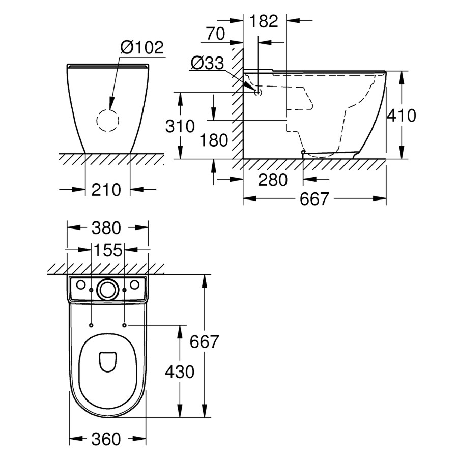 Close Coupled Rimless Toilet with Soft Close Seat - Grohe Essence