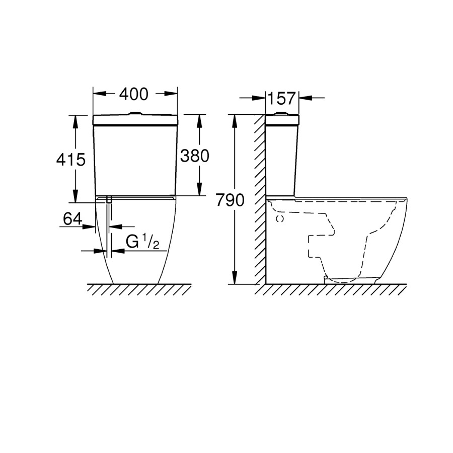 Close Coupled Rimless Toilet with Soft Close Seat - Grohe Essence