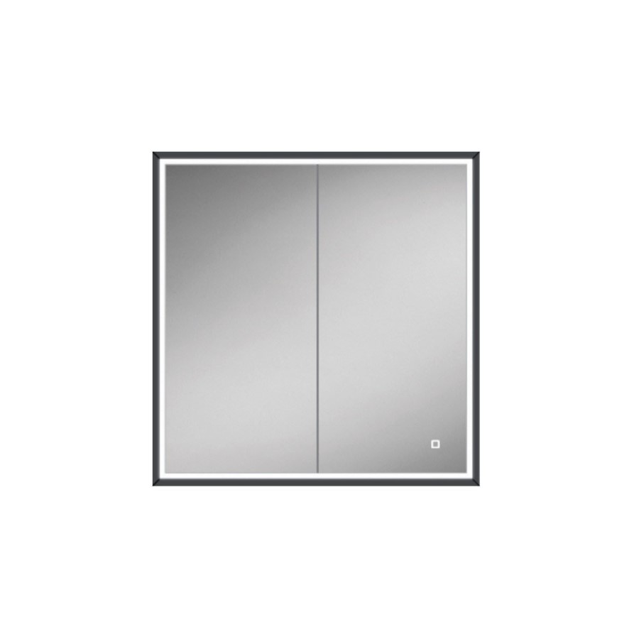 HIB Vanquish 60 Recessed Black Bathroom Mirror Cabinet with Lights - 630 x 730mm
