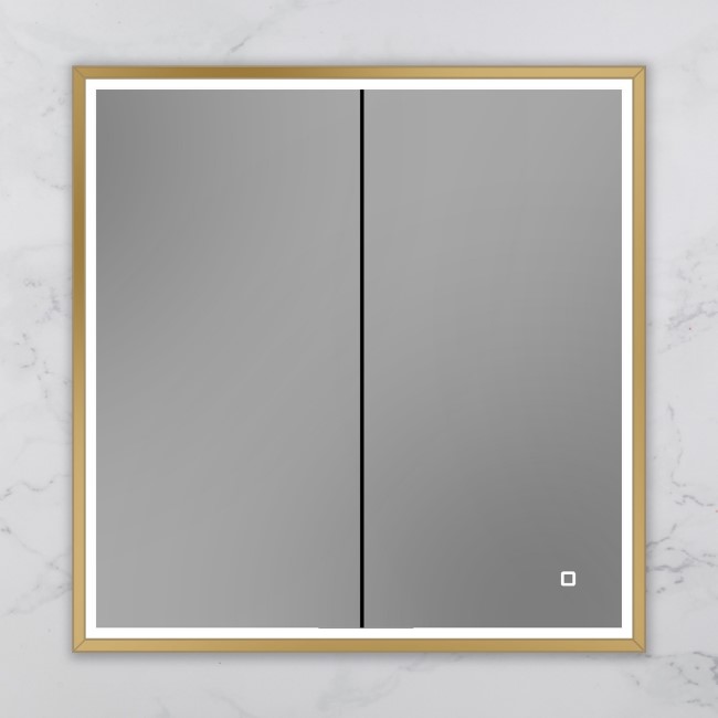 HIB Vanquish 80 Recessed Brass Bathroom Mirror Cabinet with Lights ...