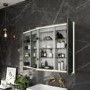 HIB Vanquish 80 Recessed Brass Bathroom Mirror Cabinet with Lights - 830 x 730mm