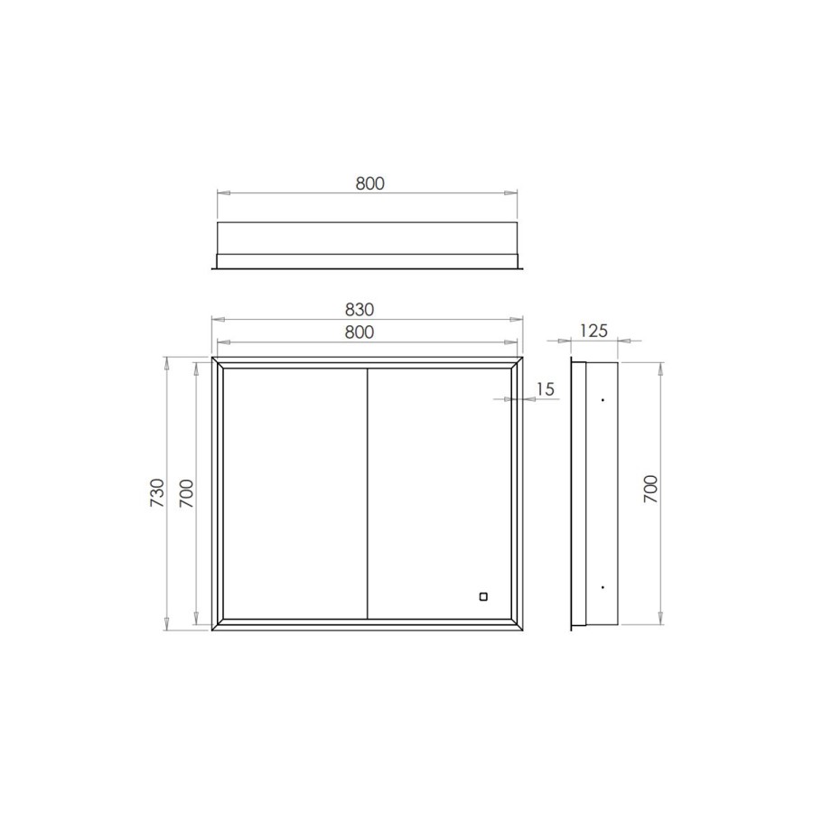 HIB Vanquish 80 Recessed Brass Bathroom Mirror Cabinet with Lights - 830 x 730mm