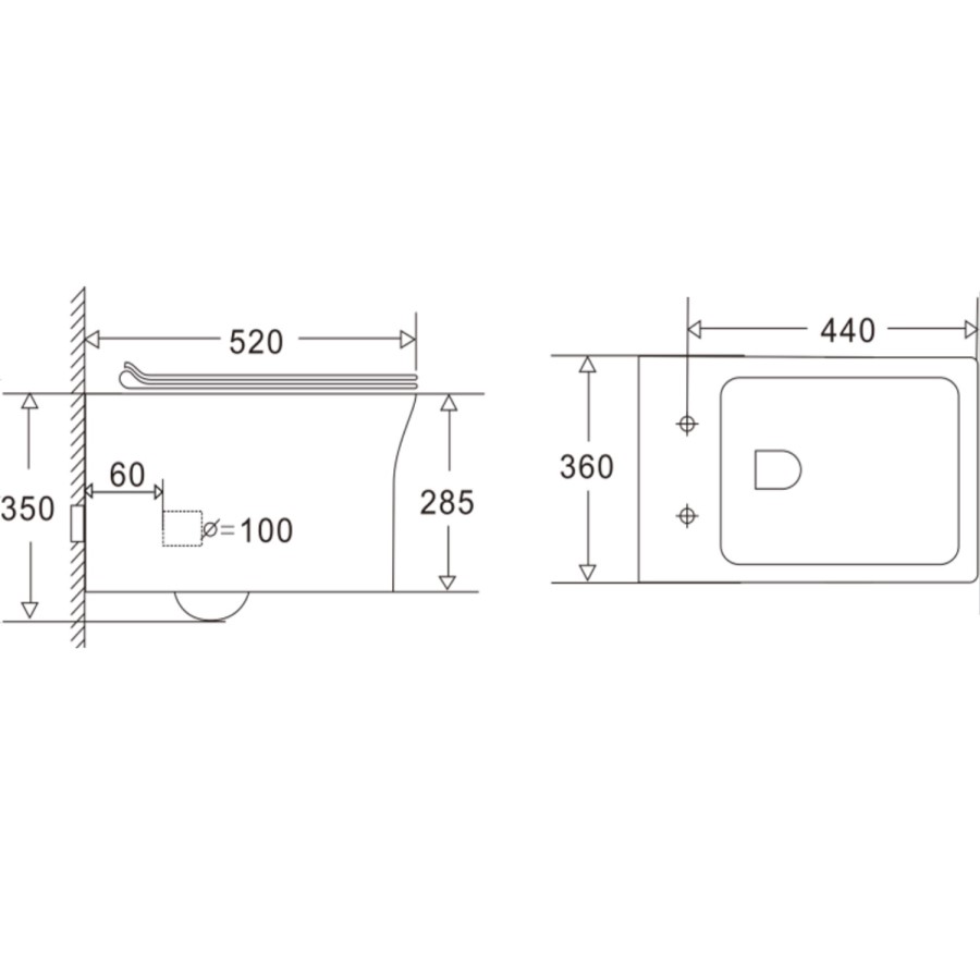 Wall Hung Toilet with Soft Close Seat Wall Hanging Frame Cistern and Black Flush Plate - Santiago