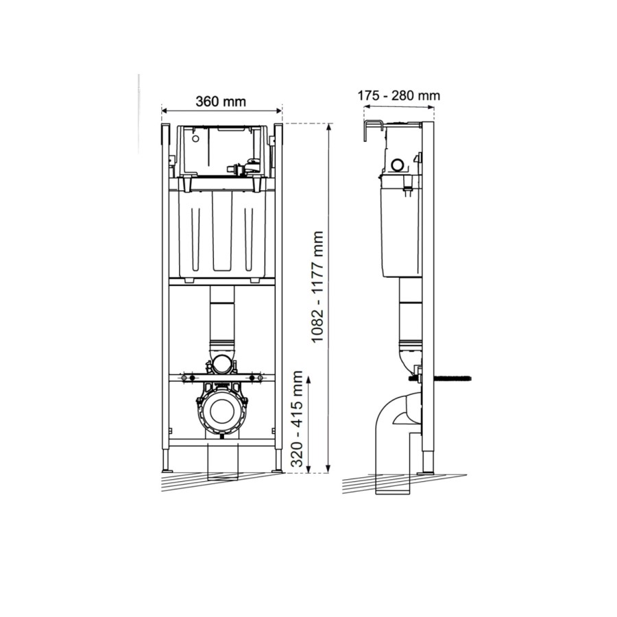Grade A1 - Wirquin Initio Compact WC Frame with Black Flush Plate
