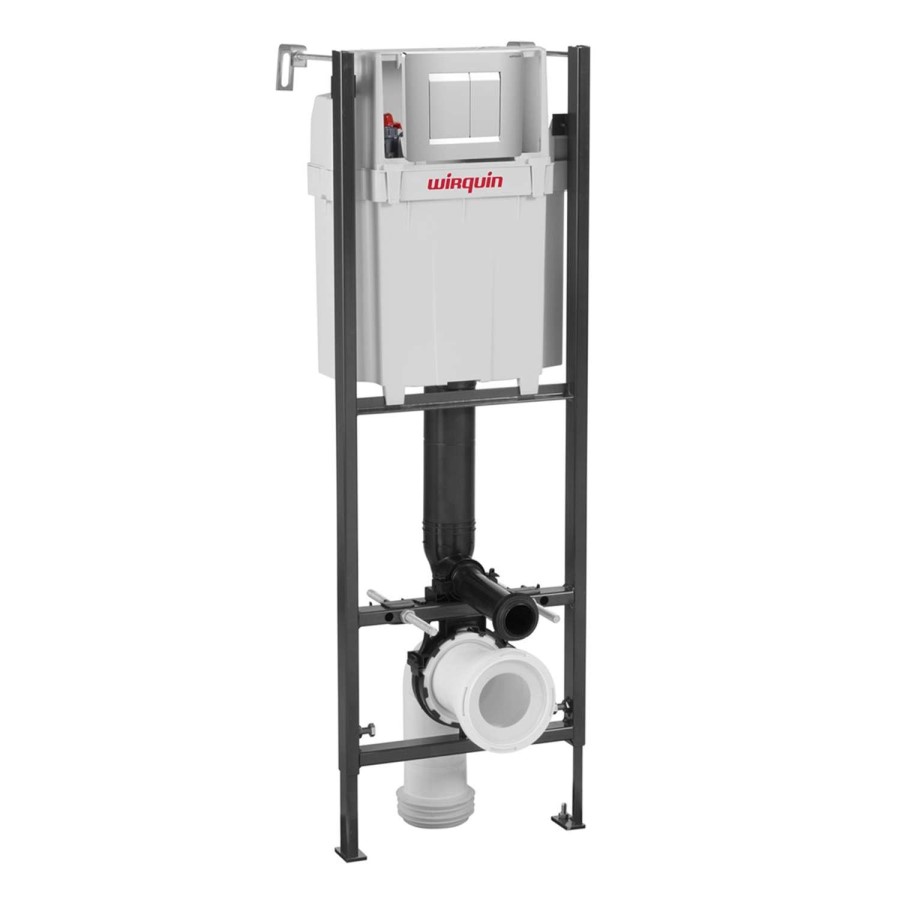 Grade A1 - Wirquin Initio Compact WC Frame with Chrome Flush Plate