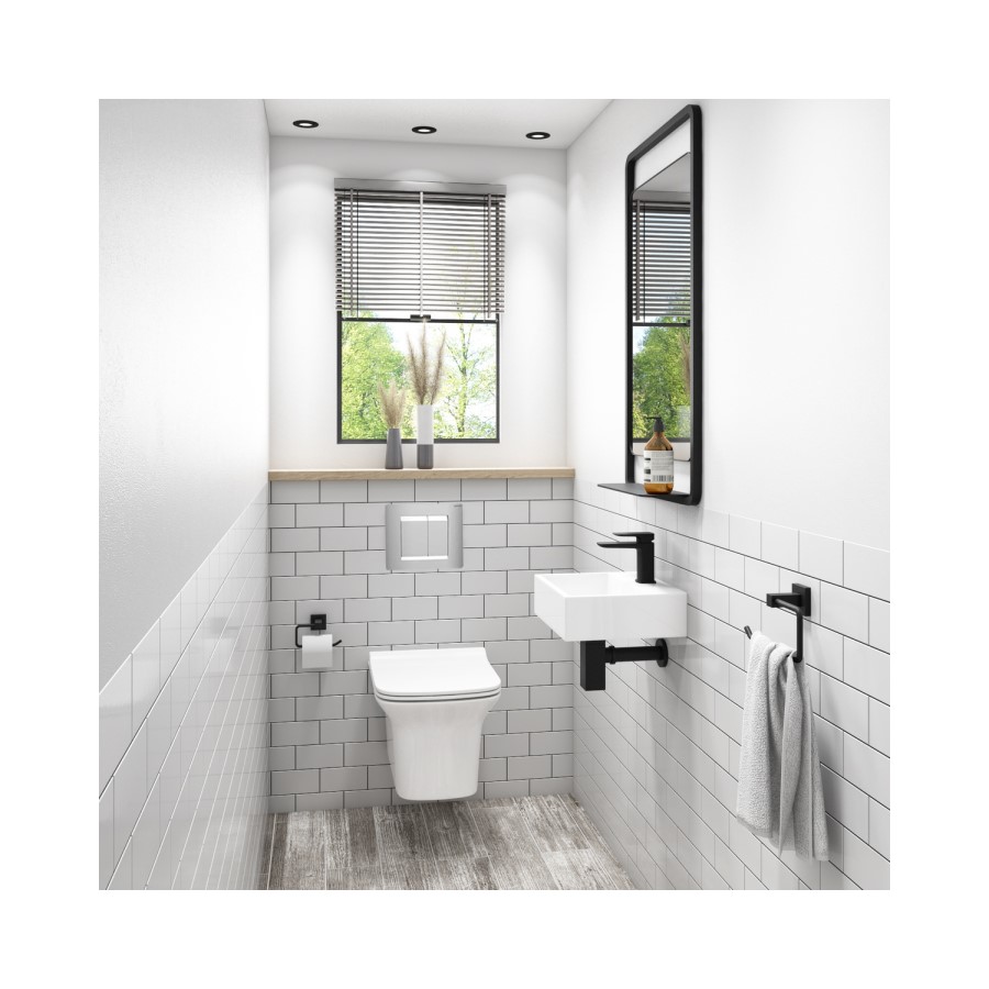 Wall Hung Toilet with Soft Close Seat Frame Cistern and Chrome Flush Plate - Santiago