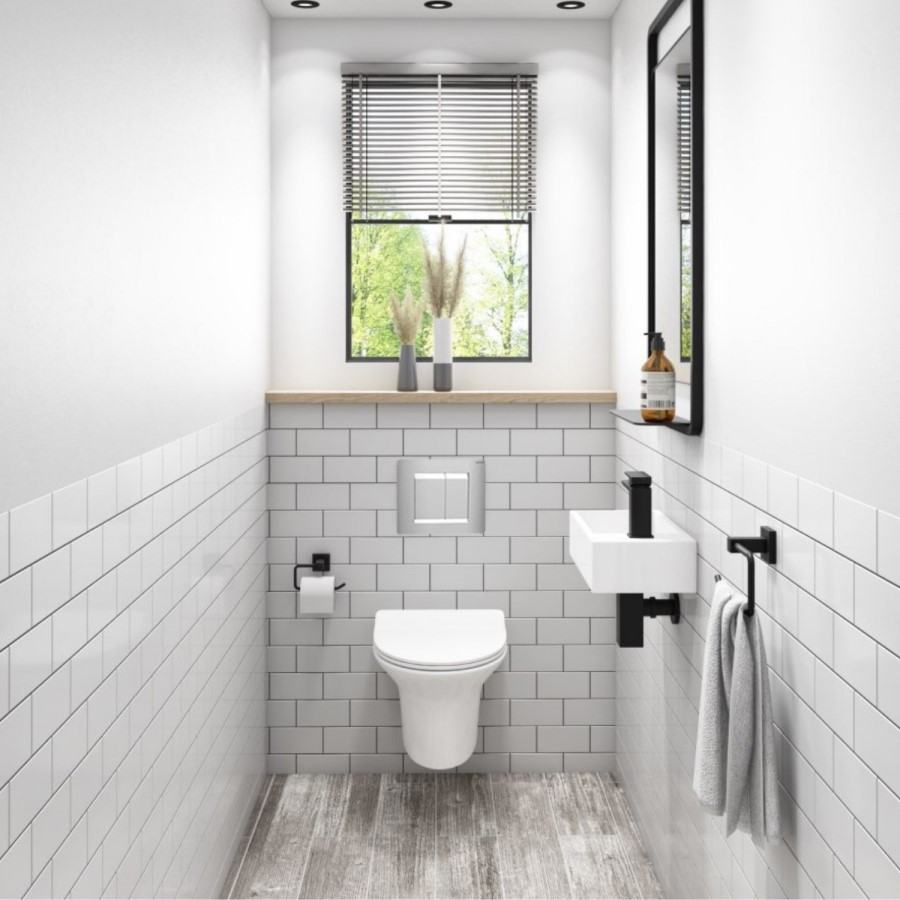 Wall Hung Toilet with Soft Close Seat Frame Cistern and Chrome Flush - Valencia