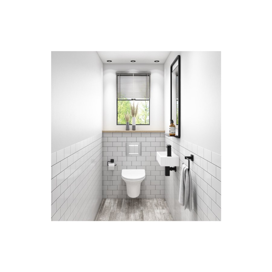 Wall Hung Toilet with Soft Close Seat Frame Cistern and Chrome Flush - Valencia