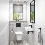 Wall Hung Toilet with Soft Close Seat Wall Hanging Frame Cistern and Black Flush Plate - Santiago