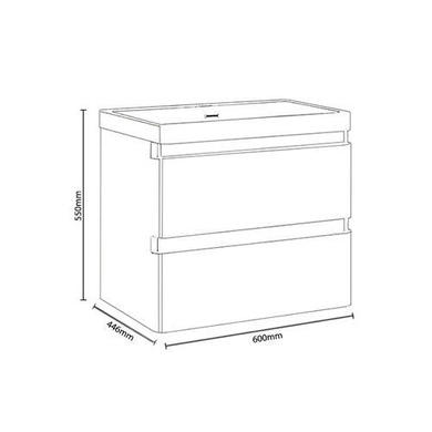 GRADE A2 - 600mm Dark Grey Wall Hung Vanity Unit with Basin - Portland