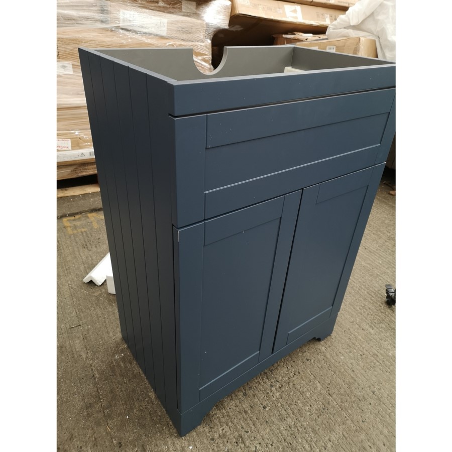 GRADE A2 - 600mm Blue Freestanding Vanity Unit with Basin - Baxenden