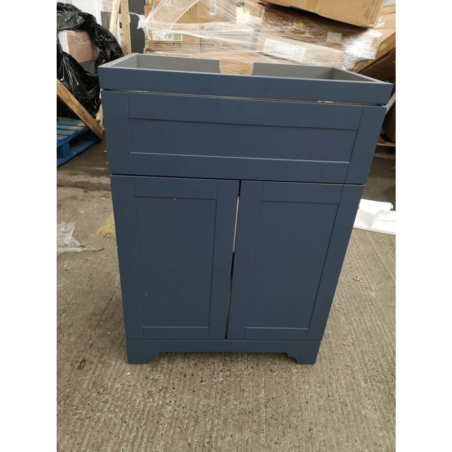 GRADE A2 - 600mm Blue Freestanding Vanity Unit with Basin - Baxenden