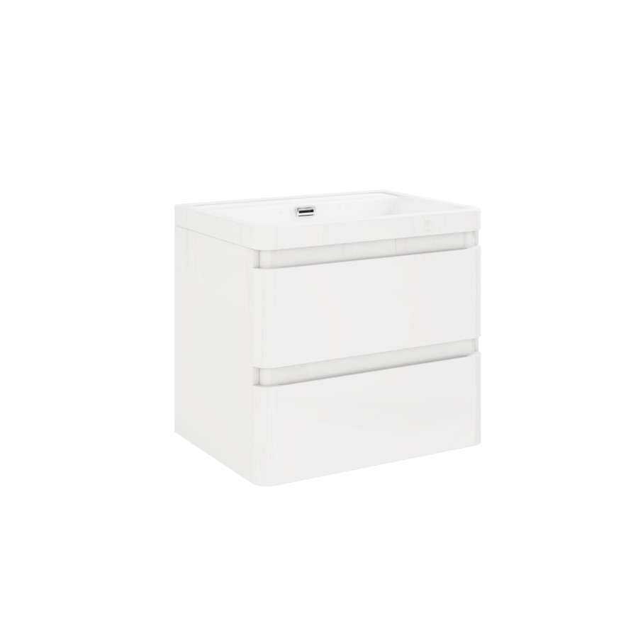 600mm White Wall Hung Vanity Unit with Sink - Portland