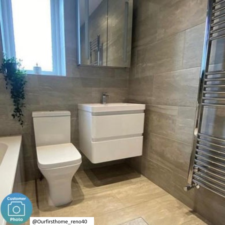 600mm White Wall Hung Vanity Unit with Sink - Portland