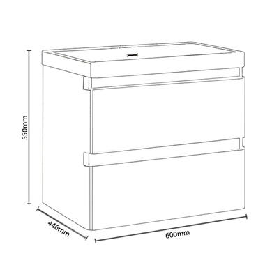 GRADE A2 - 600mm White Wall Hung Vanity Unit with Basin - Portland