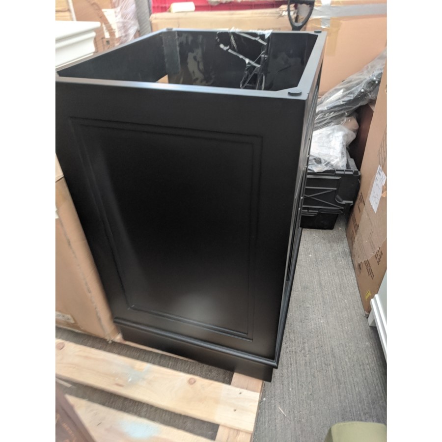 Grade A2 - 600mm Black Freestanding Countertop Vanity Unit with Basin - Camden