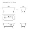 Freestanding Double Ended Back to Wall Bath with White Feet 1700 x 620mm - Park Royal