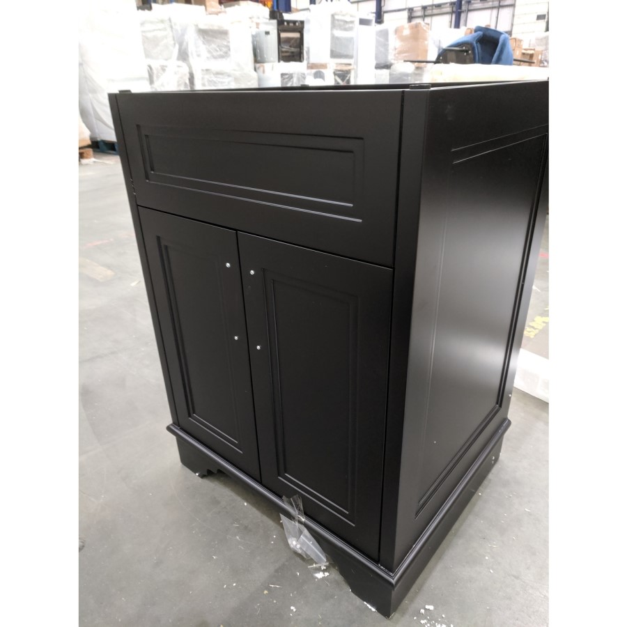 Grade A2 - 600mm Black Freestanding Countertop Vanity Unit with Basin - Camden