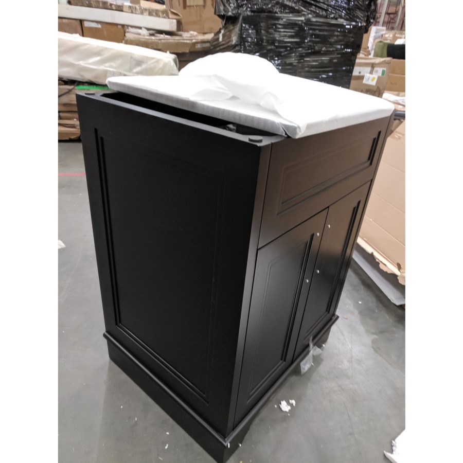 Grade A2 - 600mm Black Freestanding Countertop Vanity Unit with Basin - Camden